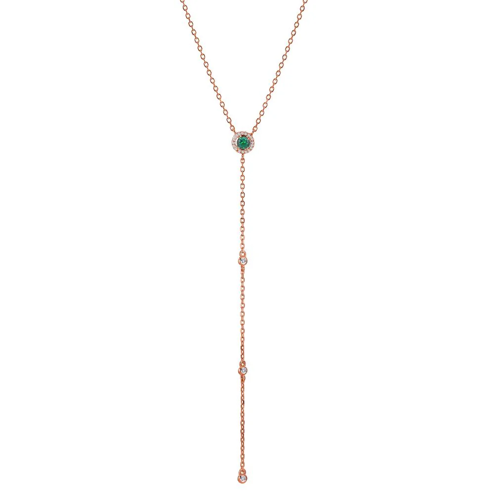 Collana Argento Zirconia rosa dorato 40-45 cm