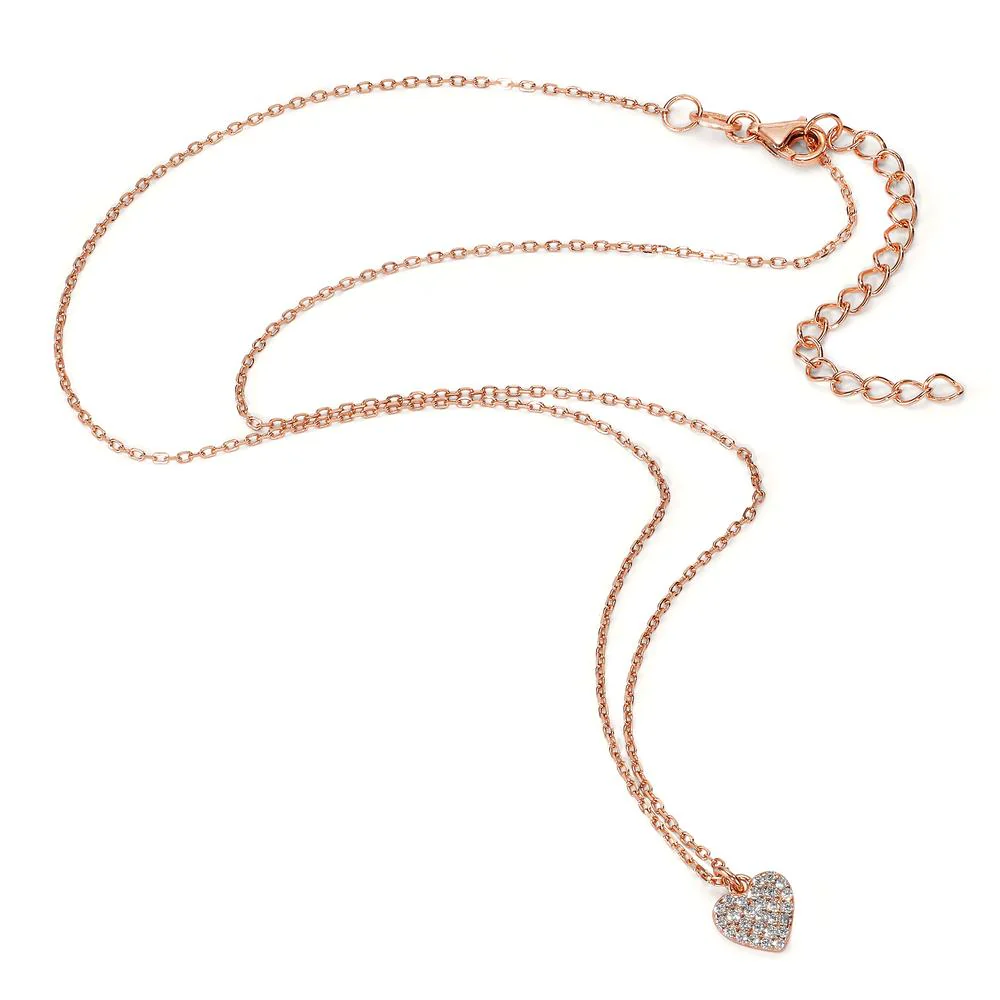 Collana Argento Zirconia rosa dorato Cuore 39-44 cm - Image 2