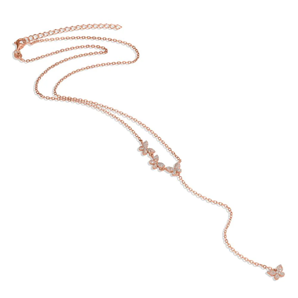 Collana Argento Zirconia rosa dorato Farfalla 40-45 cm - Image 2