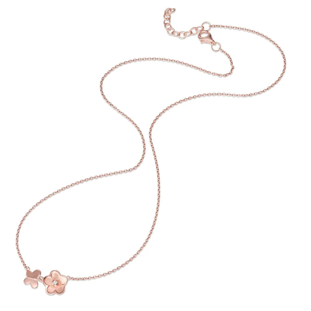 Collana Argento Zirconia rosa dorato Fiore 42-45 cm - Image 5