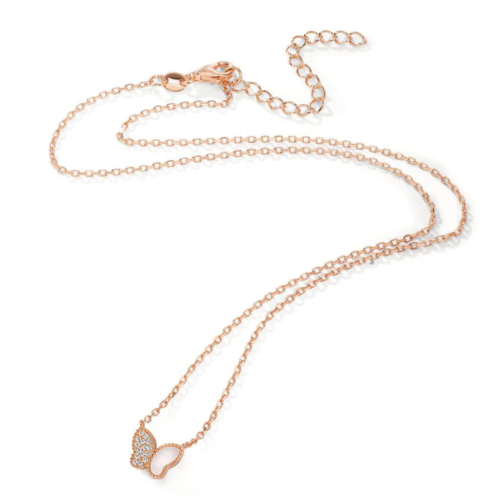 Collana Argento Zirconia rosa dorato Madreperla Farfalla 40 cm - Image 2
