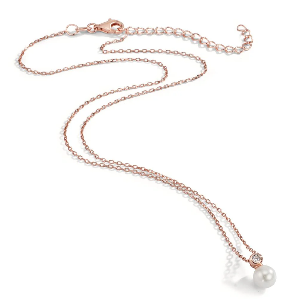 Collana Argento Zirconia rosa dorato [shining Pearls], 6 mm 40-45 cm - Image 2
