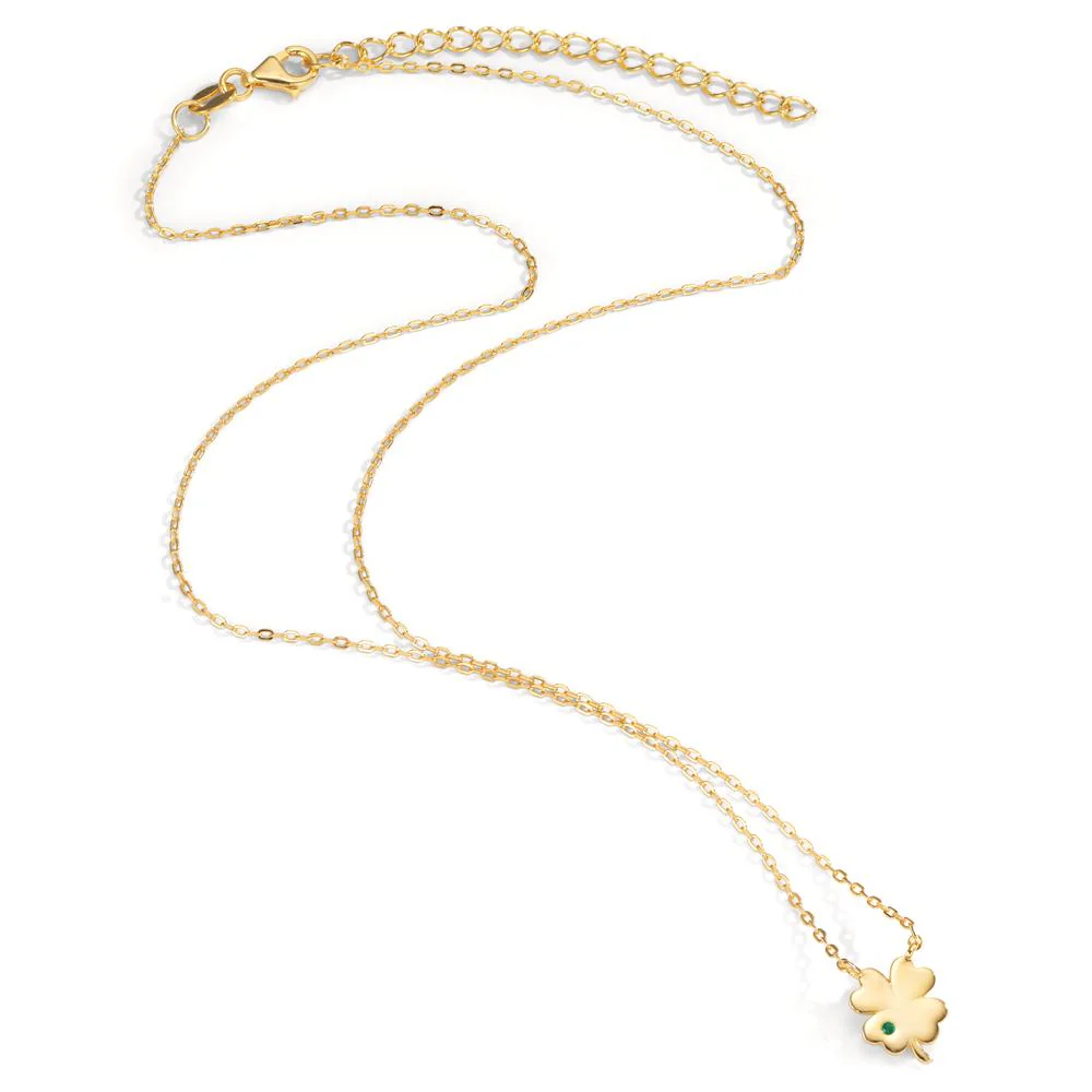 Collana Argento Zirconia verde giallo dorato Trifoglio 40-45 cm Ø8.5 mm - Image 2