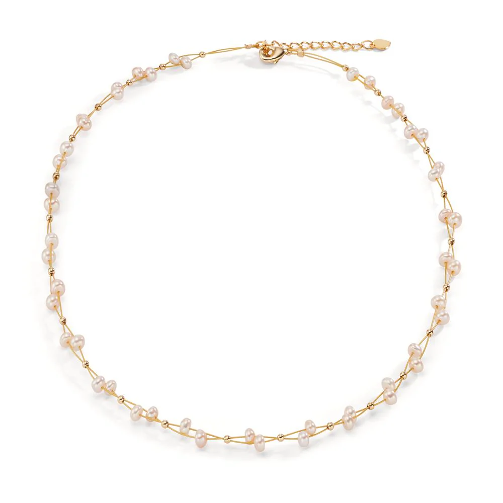 Collana giallo rivestimento IP Perla coltivata d'acqua dolce 3.5-4.5 mm 40-44 cm - Image 2
