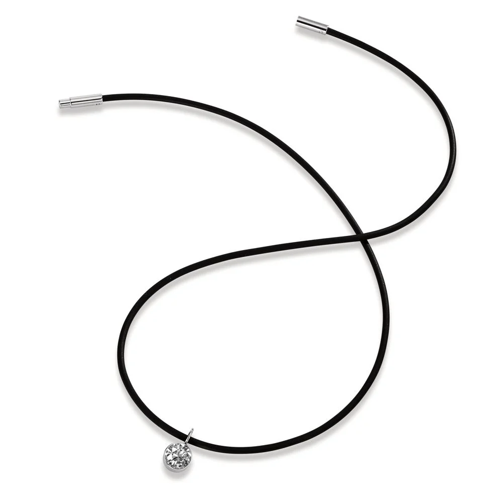 Collana Gomma, Acciaio inossidabile, Argento Zirconia bianco rodiato 42 cm - Image 2