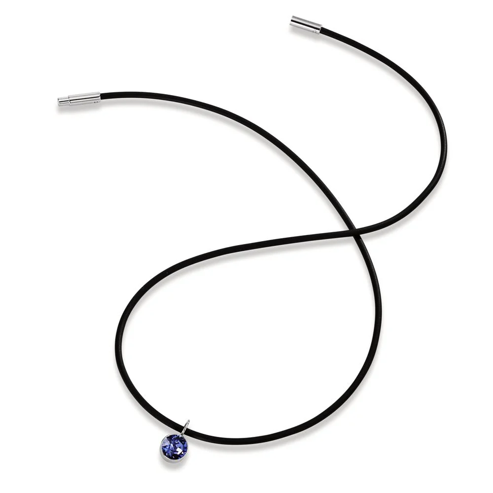 Collana Gomma, Acciaio inossidabile, Argento Zirconia Viola 42 cm - Image 2