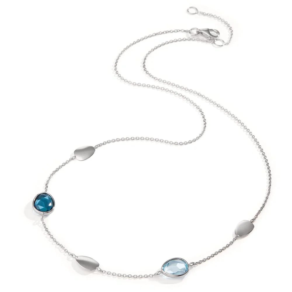Collana Oro bianco 585/14 kt Topazio azzurro di Londra 2 pietra 42-45 cm - Image 2