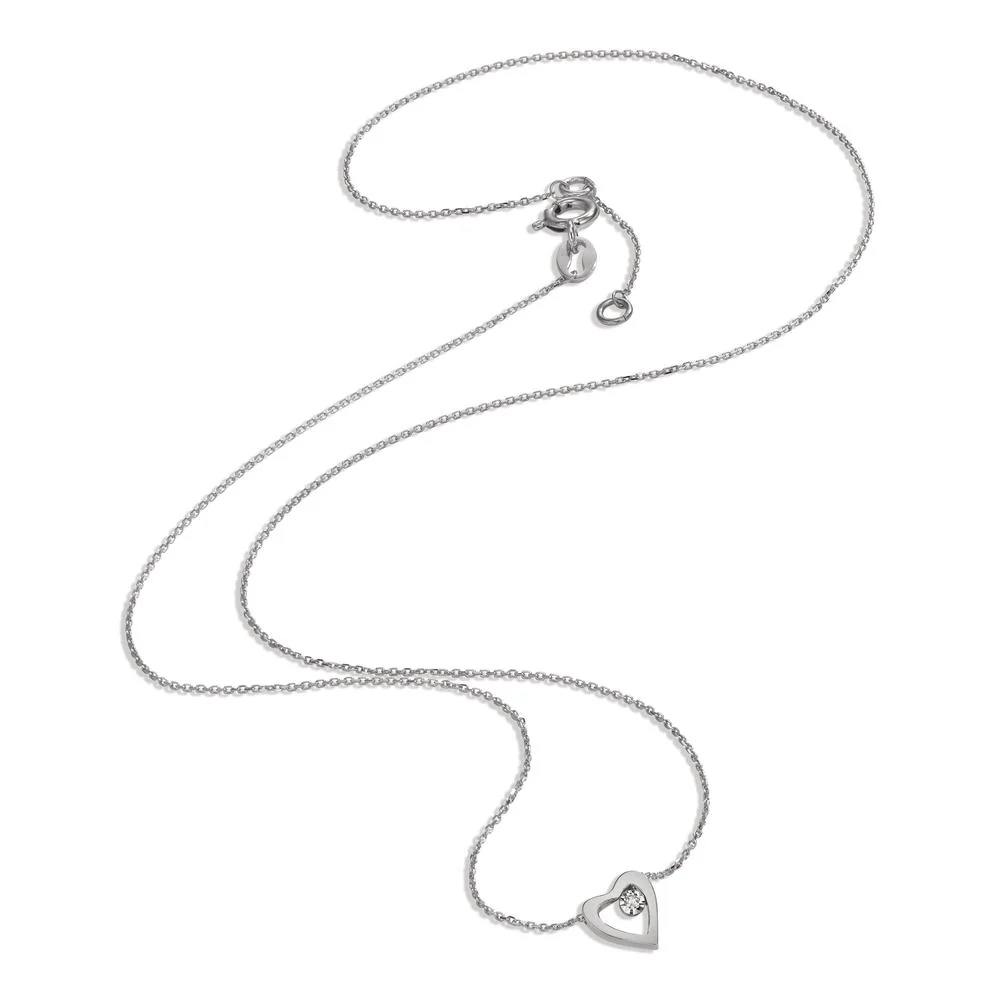 Collana Oro bianco 750/18 carati Diamante 0.005 ct, w-si Cuore 40-42 cm Ø6 mm - Image 2