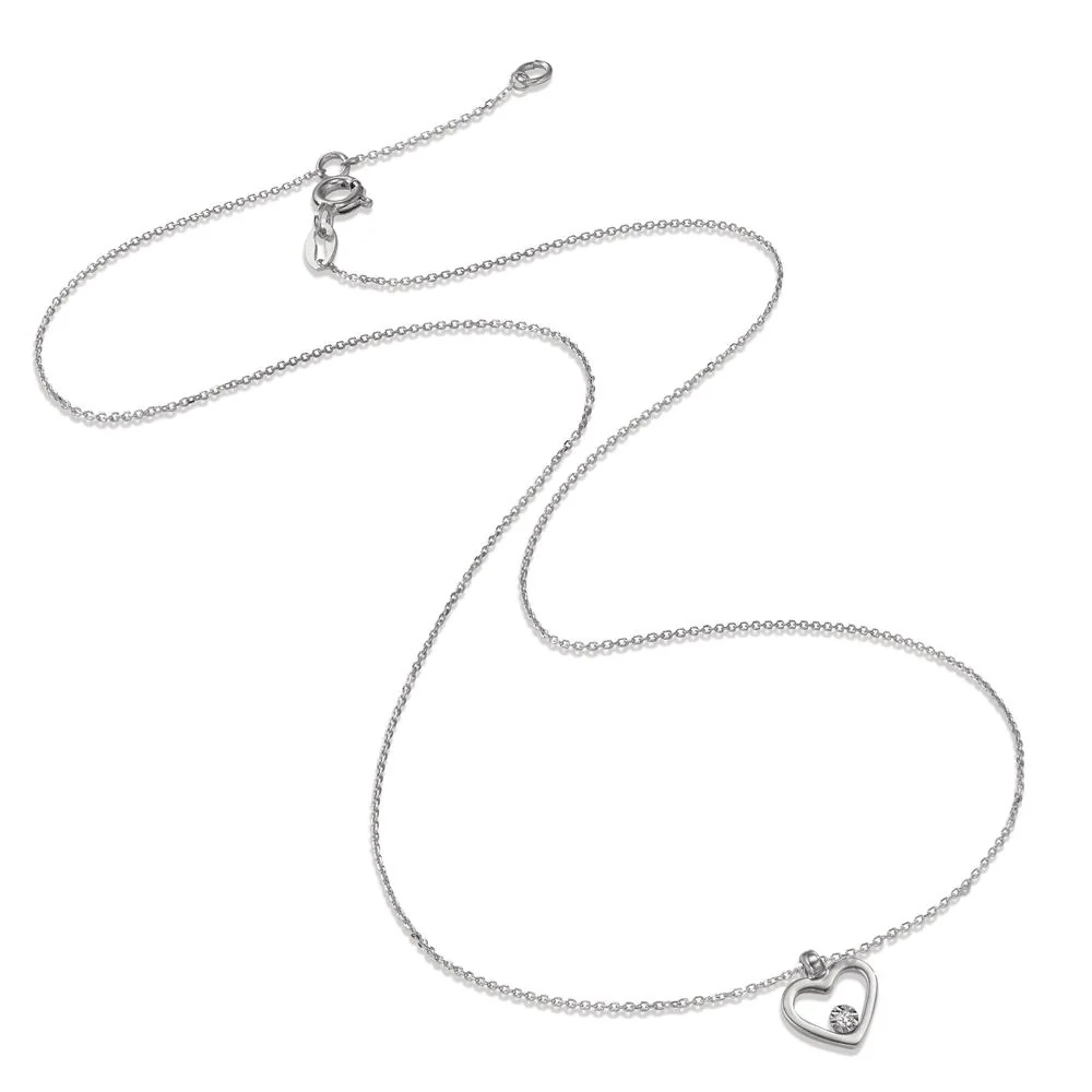 Collana Oro bianco 750/18 carati Diamante 0.008 ct, w-si Cuore 40-42 cm Ø9 mm - Image 2