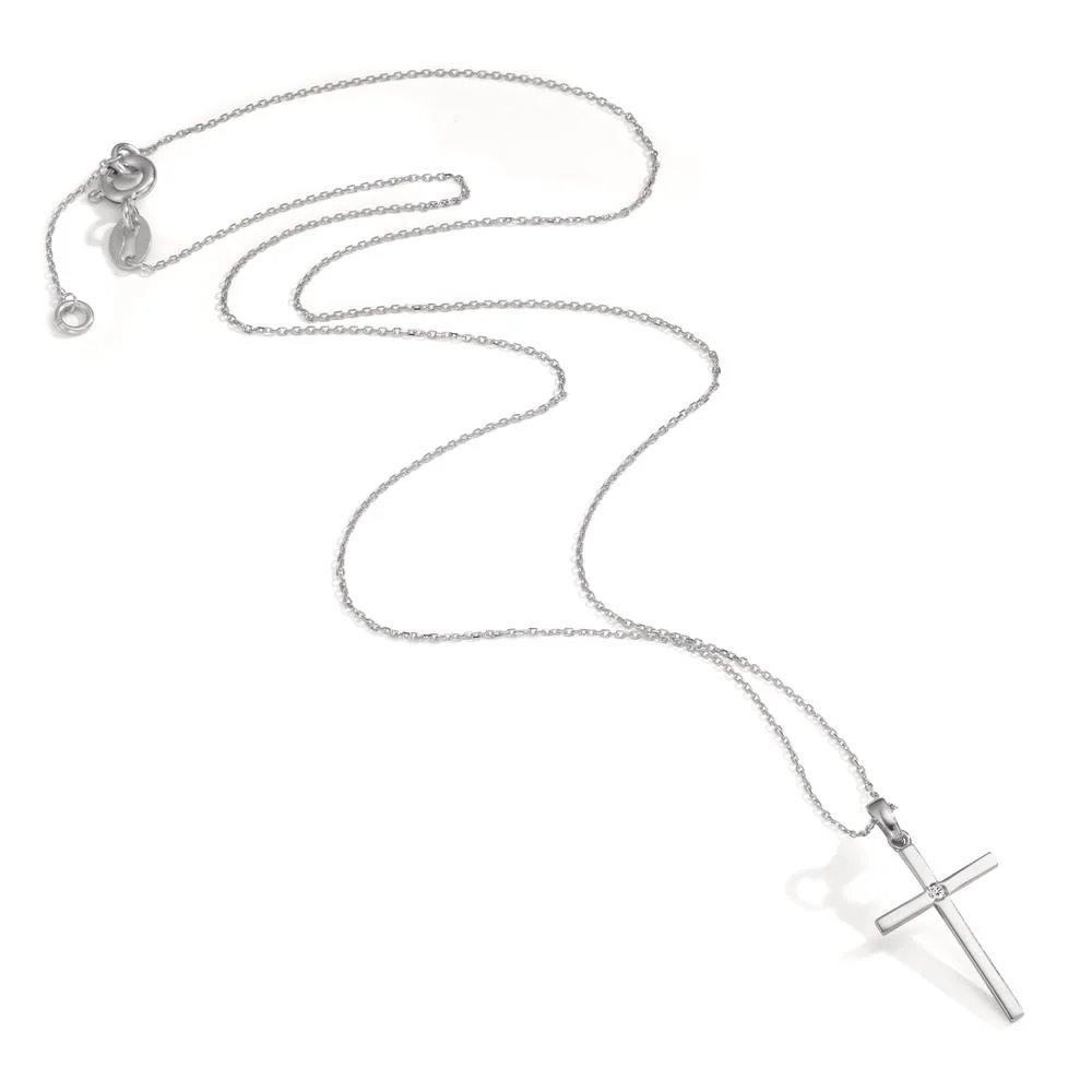 Collana Oro bianco 750/18 carati Diamante 0.01 ct, w-si Croce 40-42 cm - Image 2