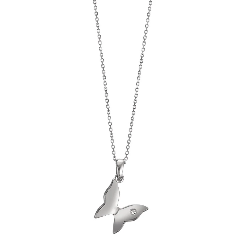 Collana Oro bianco 750/18 carati Diamante 0.01 ct, w-si Farfalla 40-42 cm Ø10 mm