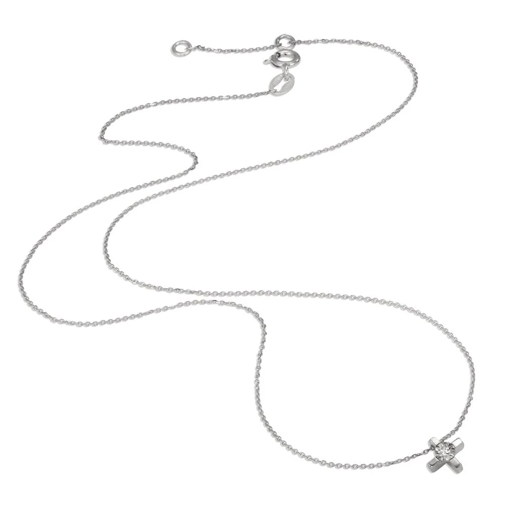 Collana Oro bianco 750/18 carati Diamante 0.015 ct, w-si Croce 40-42 cm - Image 2