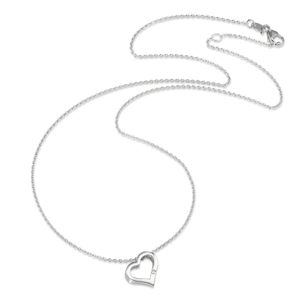 Collana Oro bianco 750/18 carati Diamante 0.015 ct, w-si Cuore 40-42 cm - Image 2