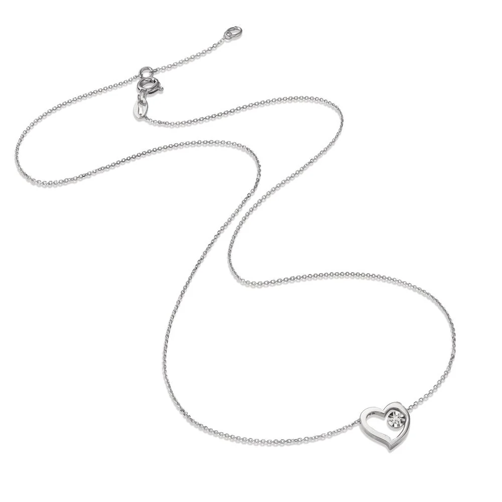 Collana Oro bianco 750/18 carati Diamante 0.015 ct, w-si Cuore 40-42 cm Ø8 mm - Image 2