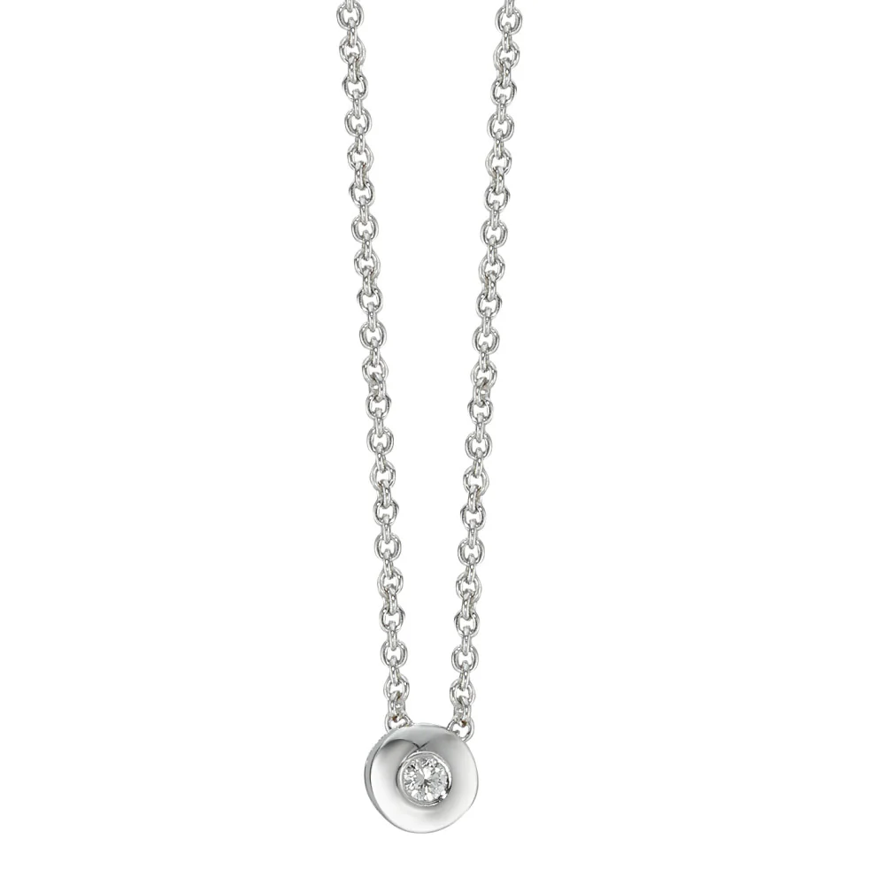 Collana Oro bianco 750/18 carati Diamante 0.03 ct, w-si 42-45 cm Ø4.5 mm