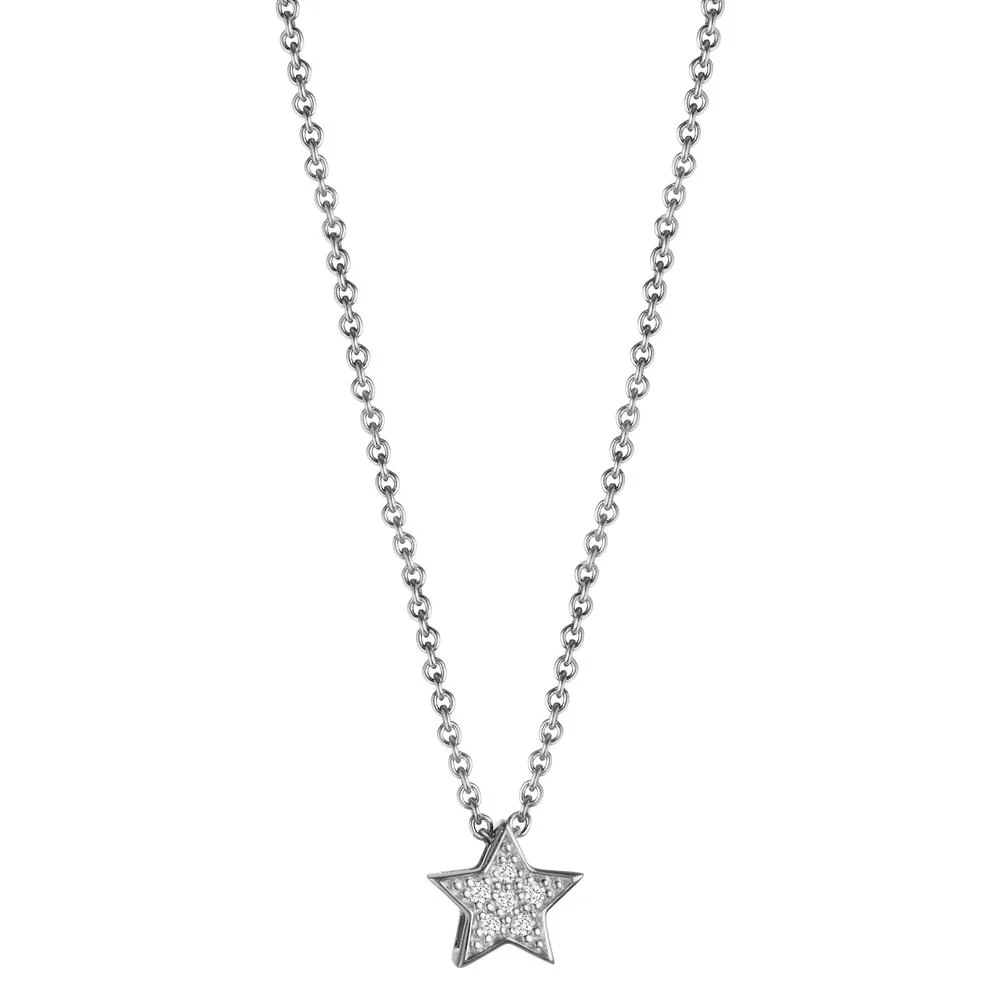 Collana Oro bianco 750/18 carati Diamante 0.03 ct, w-si Stella 40-42 cm