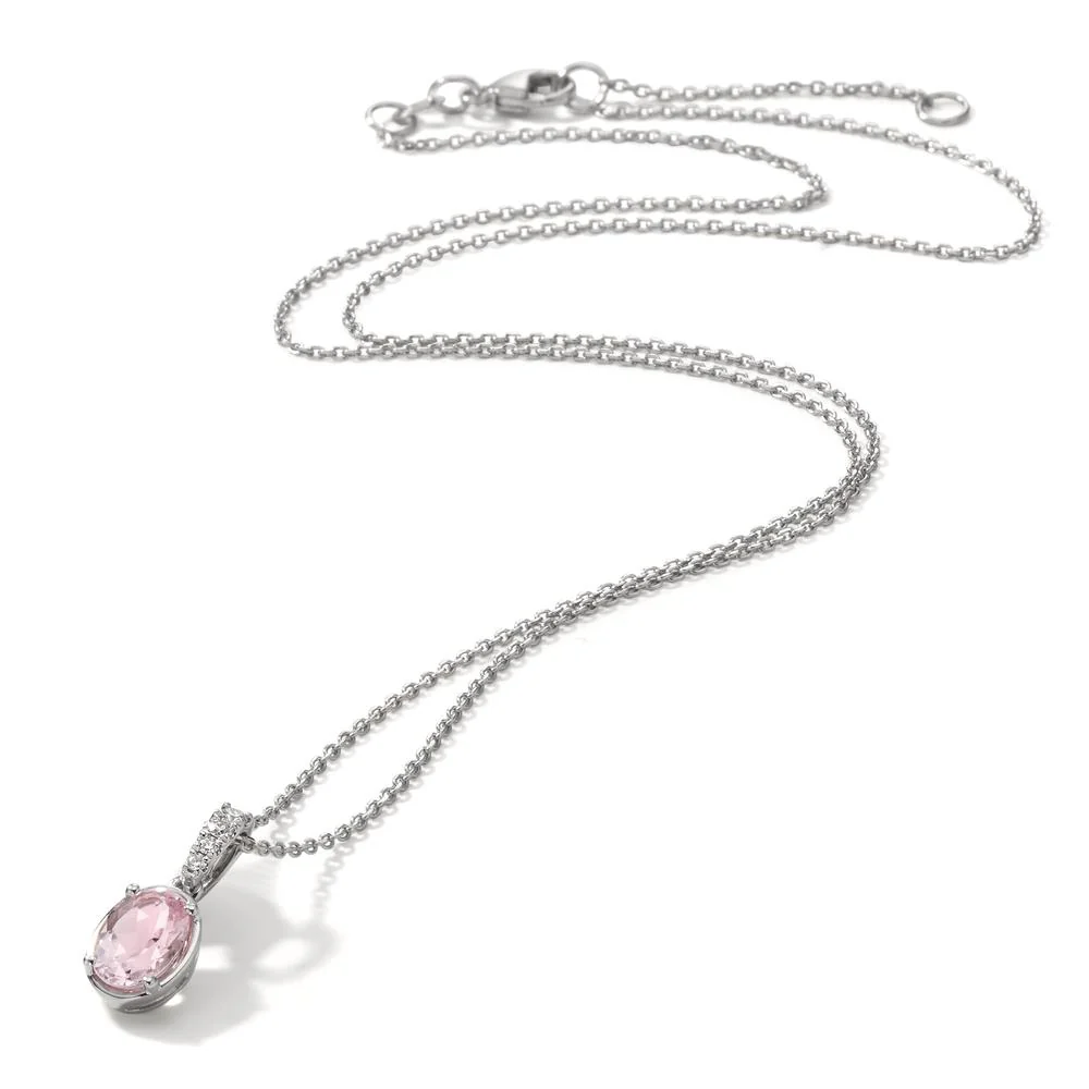 Collana Oro bianco 750/18 carati Diamante 0.04 ct, w-si, Morganite rosa, 0.65 ct 40-42 cm - Image 2