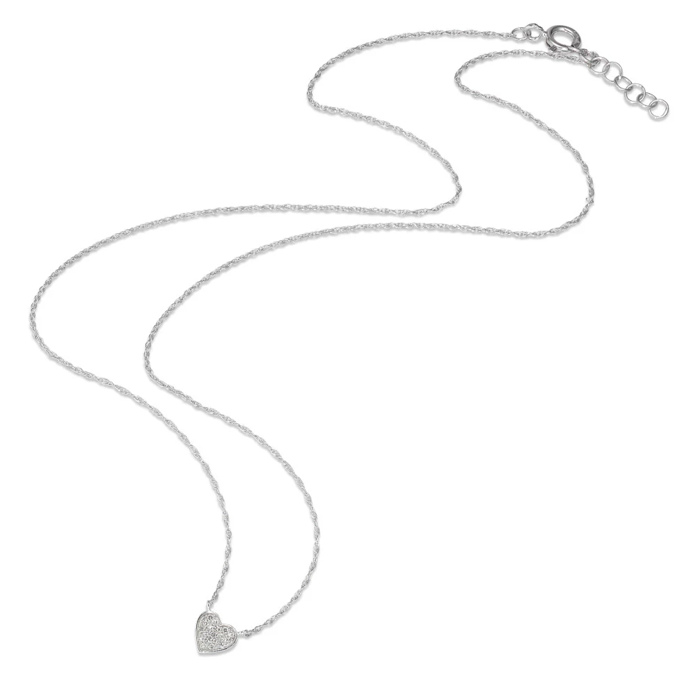 Collana Oro bianco 750/18 carati Diamante 0.05 ct, 18 pietra, w-si Cuore 40-46 cm - Image 2