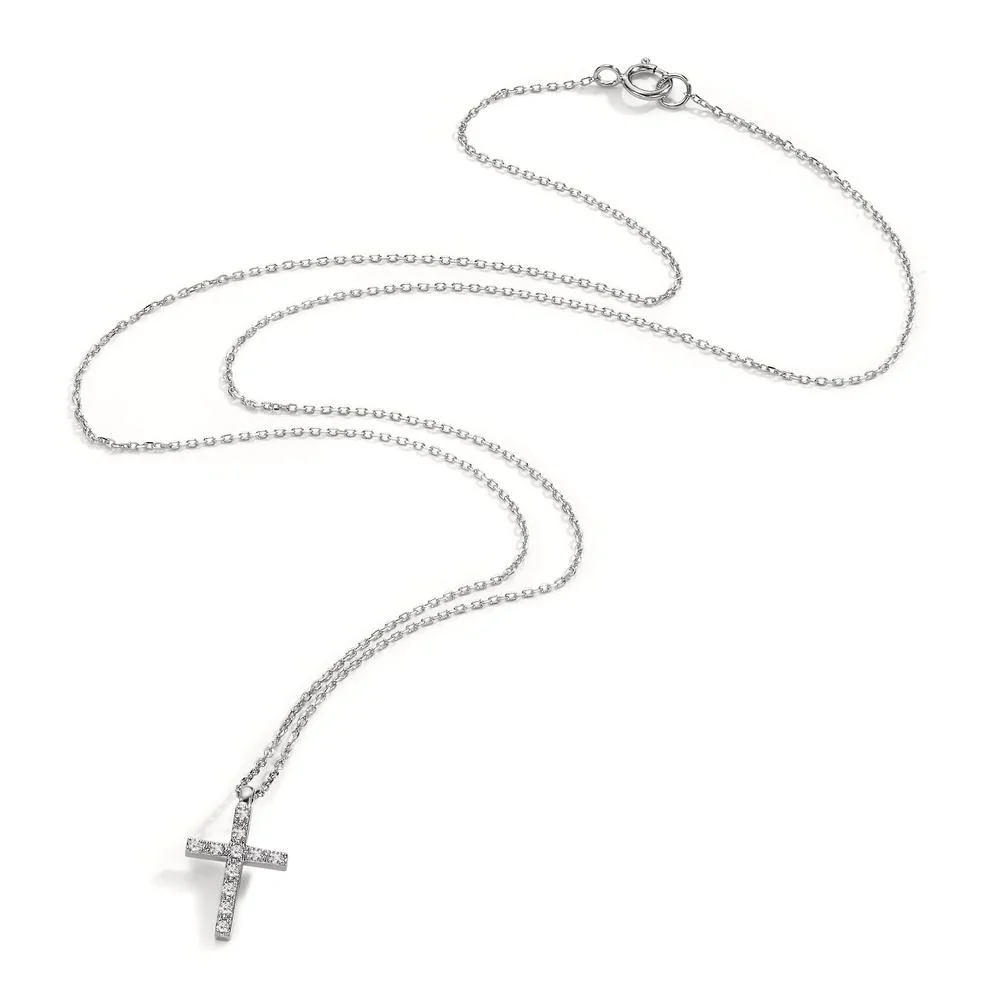 Collana Oro bianco 750/18 carati Diamante 0.06 ct, 11 pietra, w-si Croce 42 cm - Image 2