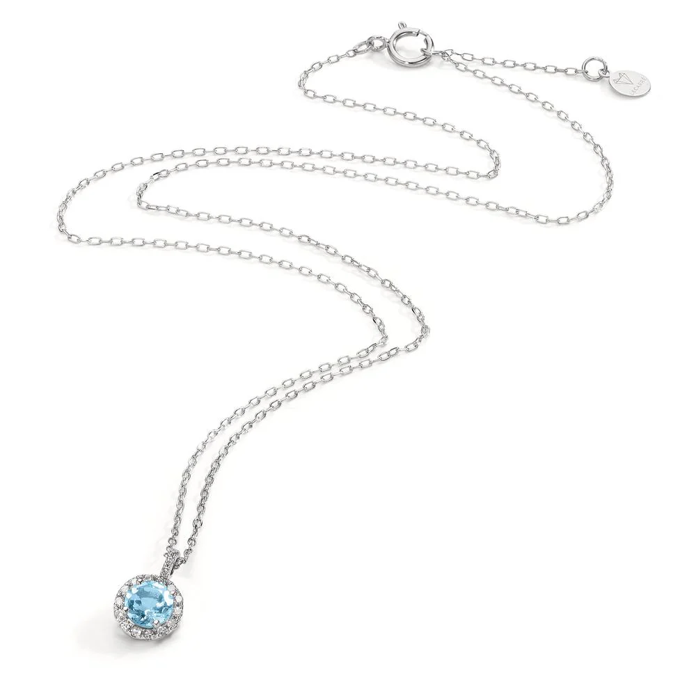 Collana Oro bianco 750/18 carati Diamante 0.096 ct, w-si, Topazio 40-42 cm - Image 2