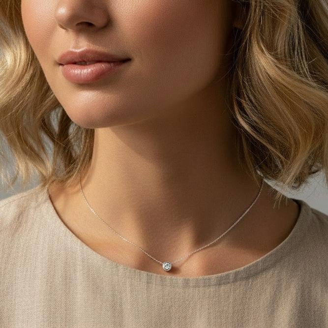 Collana Oro bianco 750/18 carati Diamante 0.10 ct, w-vsi 40-45 cm - Image 3