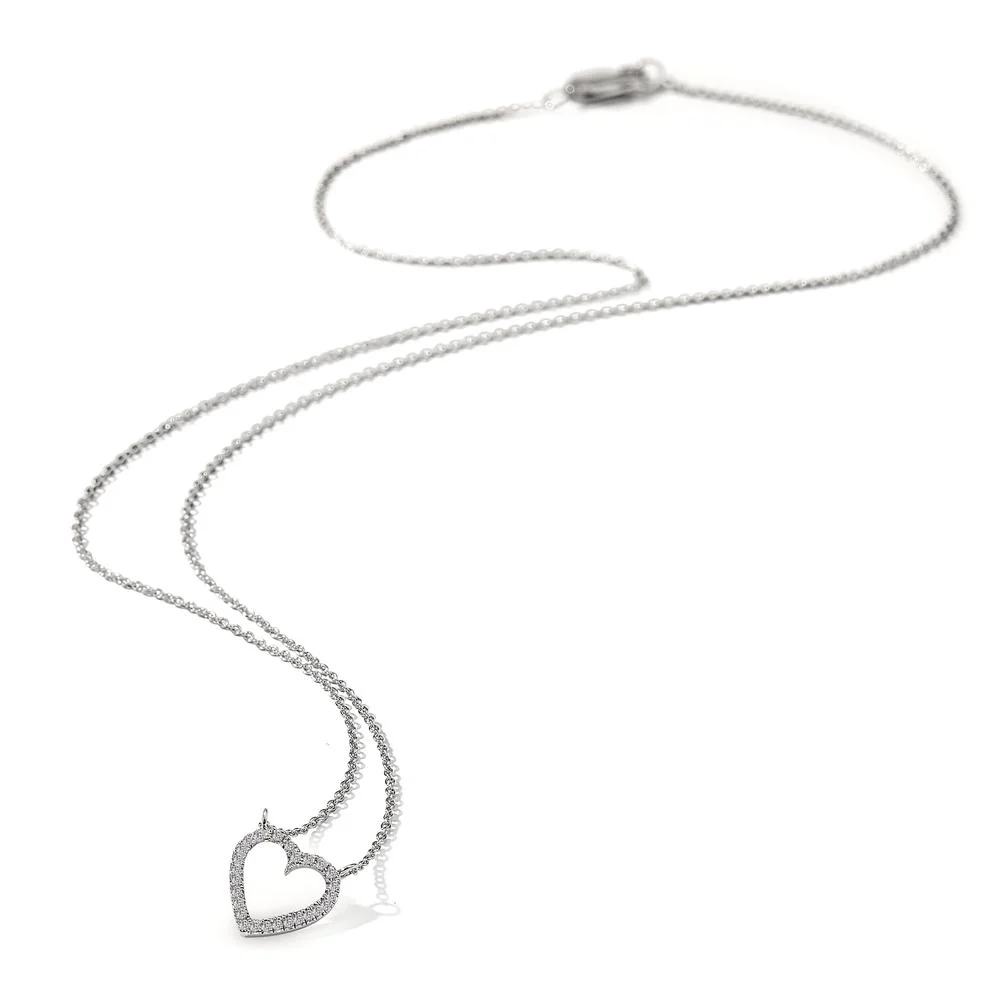 Collana Oro bianco 750/18 carati Diamante bianco, 0.056 ct, 27 pietra Cuore 42 cm - Image 2