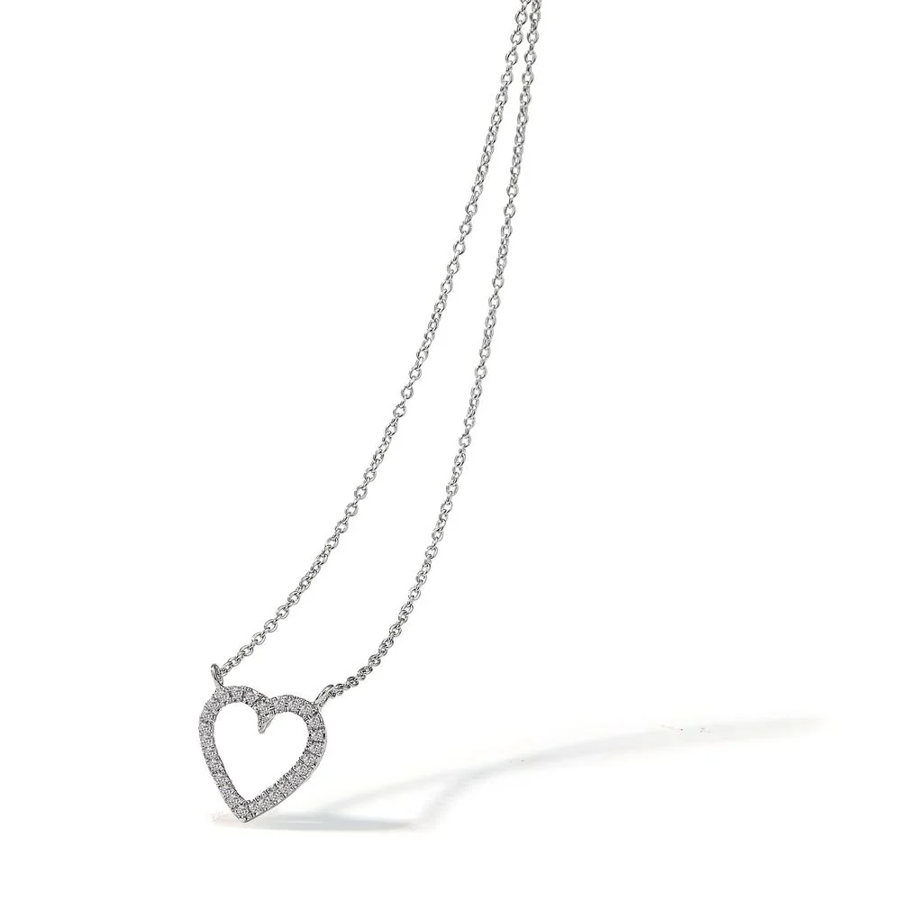Collana Oro bianco 750/18 carati Diamante bianco, 0.056 ct, 27 pietra Cuore 42 cm - Image 3