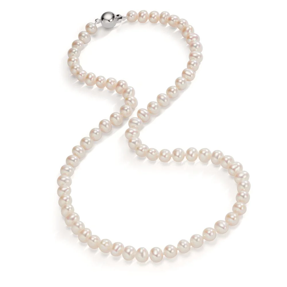 Collana Oro bianco 750/18 carati Perla coltivata d'acqua dolce 5-6 mm 50 cm - Image 2