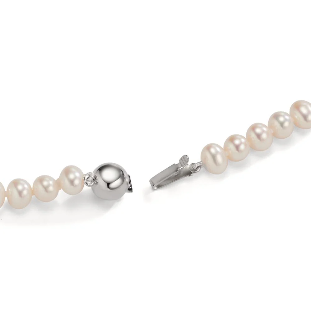 Collana Oro bianco 750/18 carati Perla coltivata d'acqua dolce 5-6 mm 50 cm - Image 3