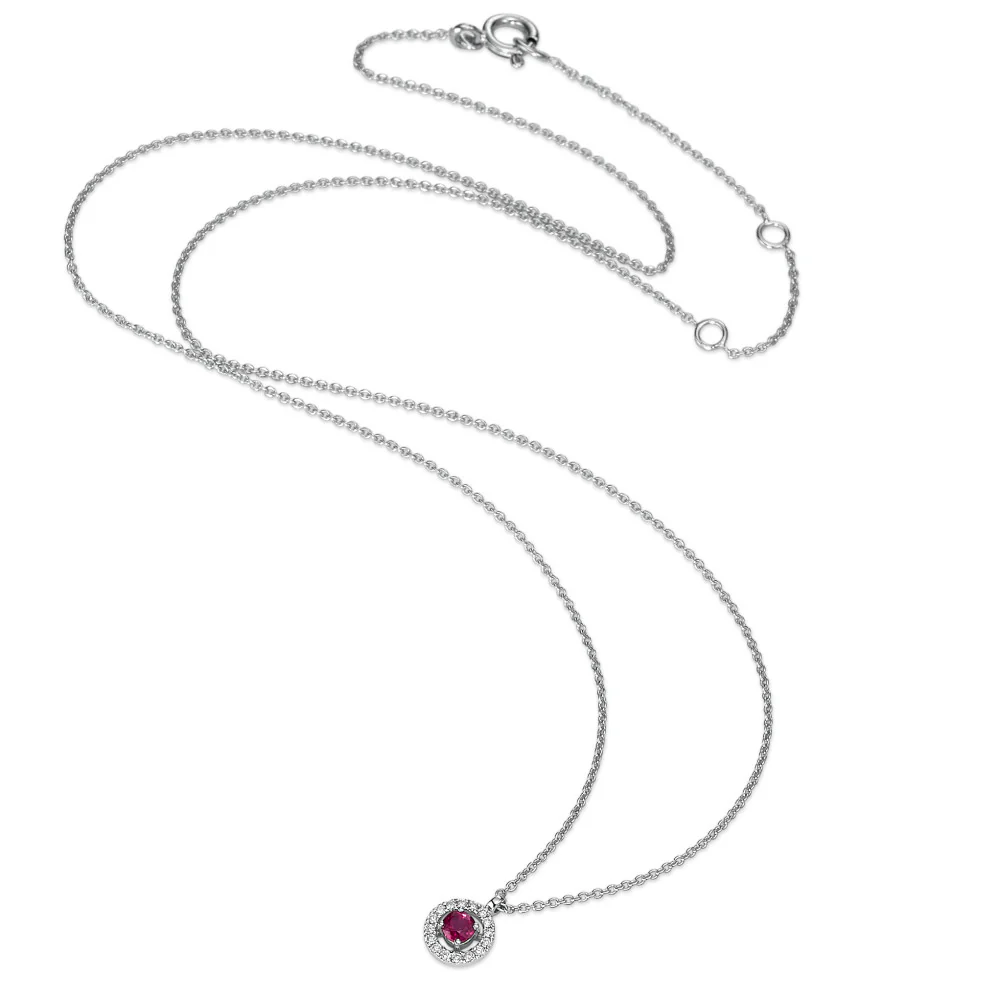 Collana Oro bianco 750/18 carati Rubino 0.17 ct, Diamante 0.06 ct, w-si 40-45 cm Ø6 mm - Image 3
