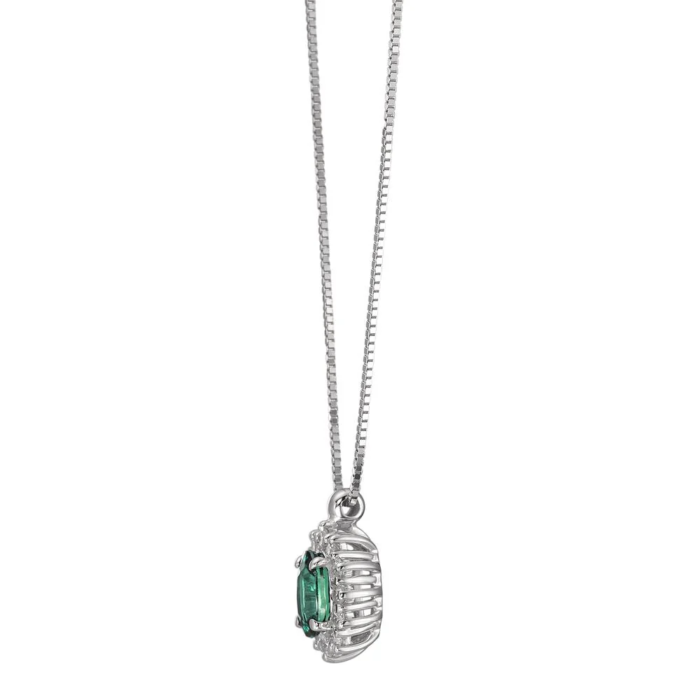 Collana Oro bianco 750/18 carati Smeraldo 0.40 ct, Diamante 0.18 ct, w-si 39-42 cm - Image 2