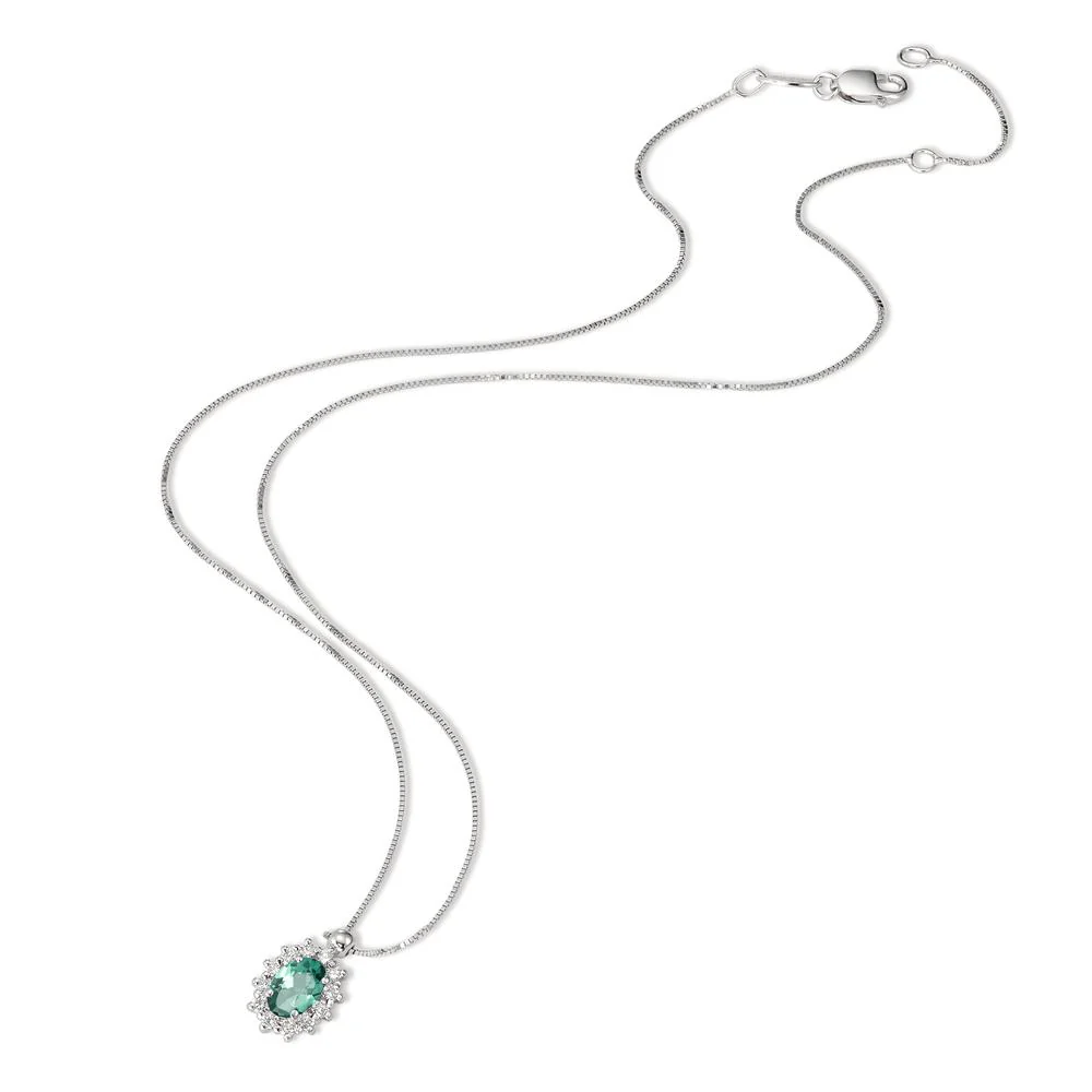 Collana Oro bianco 750/18 carati Smeraldo 0.40 ct, Diamante 0.18 ct, w-si 39-42 cm - Image 3
