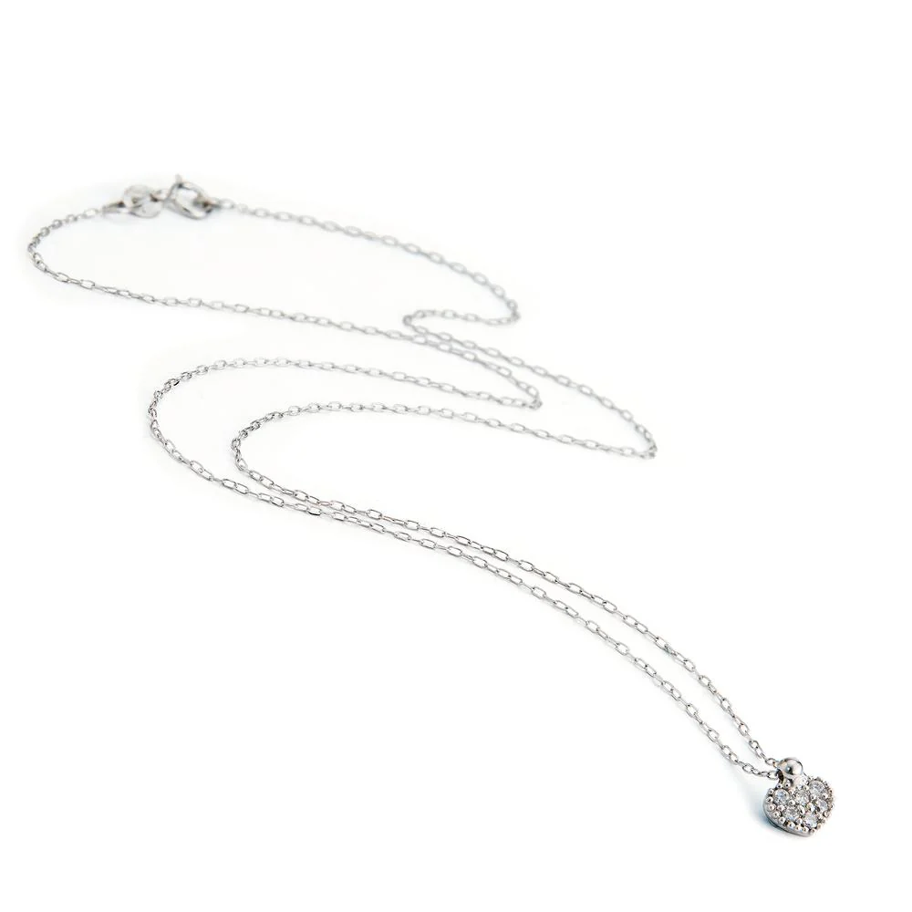 Collana Oro bianco 750/18 carati Zirconia 6 pietra Cuore 40 cm Ø6 mm - Image 2