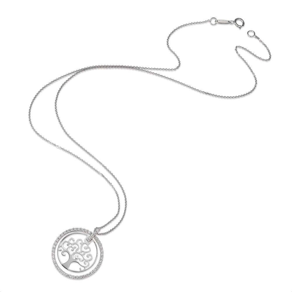 Collana Oro bianco 750/18 carati Zirconia Albero della vita 42 cm Ø18 mm - Image 2