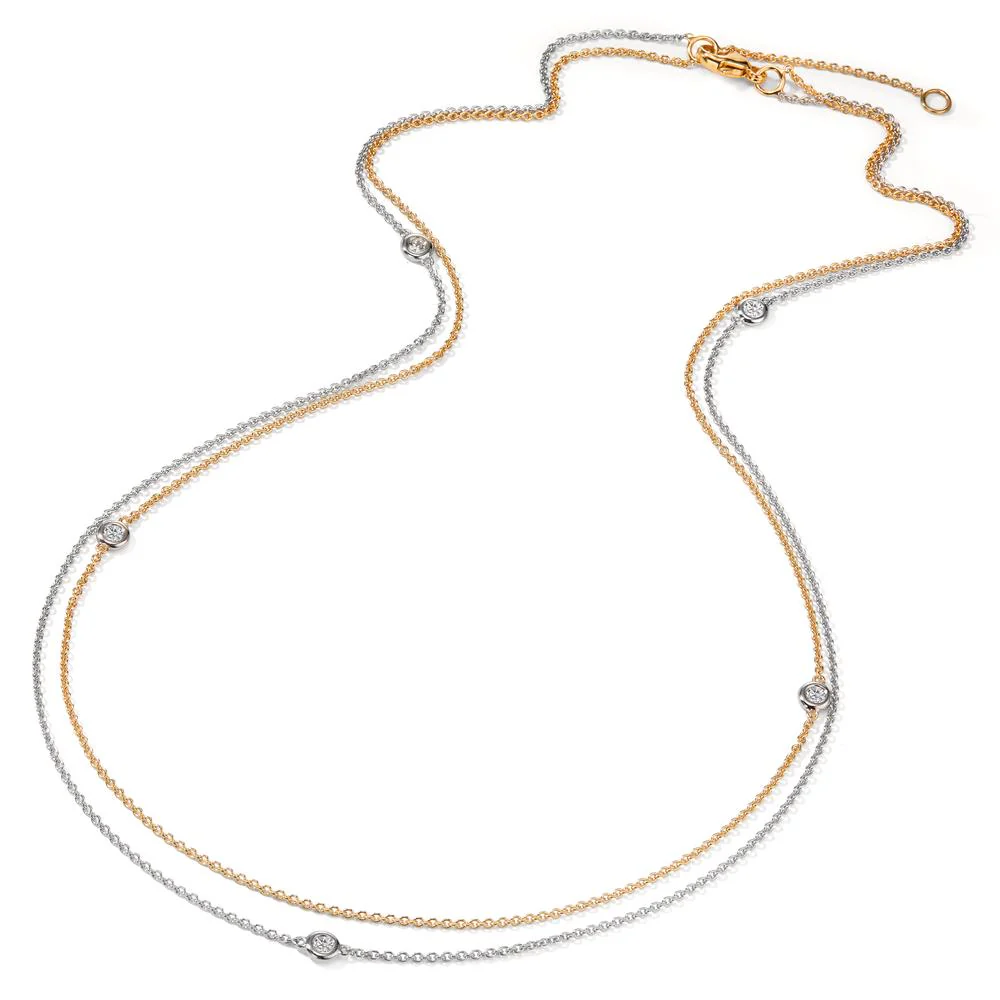 Collana Oro giallo 375/9K, Oro bianco 375/9K Zirconia 5 pietra 42-45 cm - Image 2