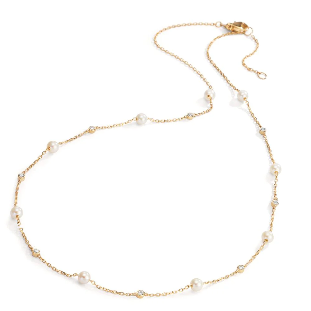 Collana Oro giallo 375/9K Perla coltivata d'acqua dolce, 9 Perla, 4 mm 42-45 cm - Image 2