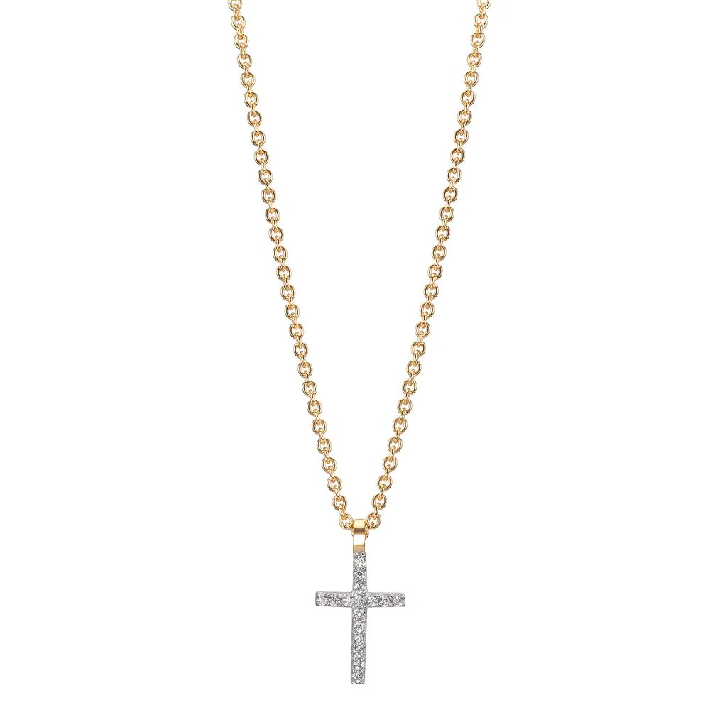 Collana Oro giallo 375/9K Zirconia 16 pietra Croce 38-42 cm