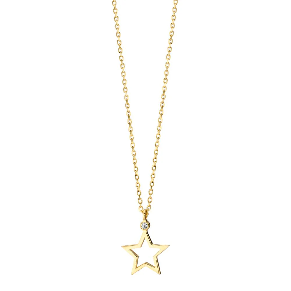 Collana Oro giallo 585/14 kt Diamante 0.006 ct, w-si Stella 39-42 cm
