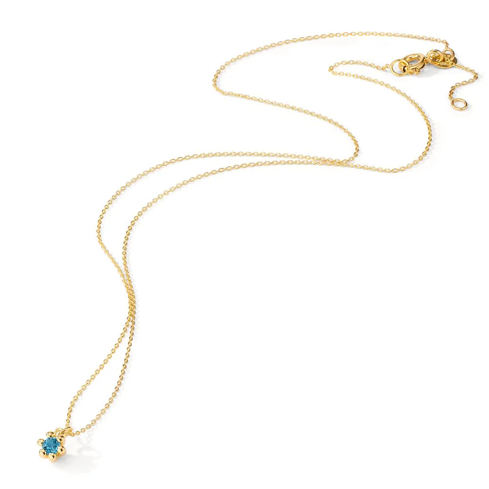 Collana Oro giallo 585/14 kt Topazio azzurro di Londra 0.13 ct 39-42 cm - Image 2
