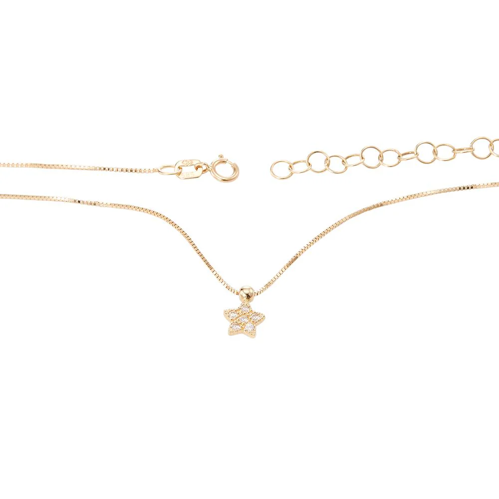 Collana Oro giallo 585/14 kt Zirconia 6 pietra Stella 40-45 cm - Image 4