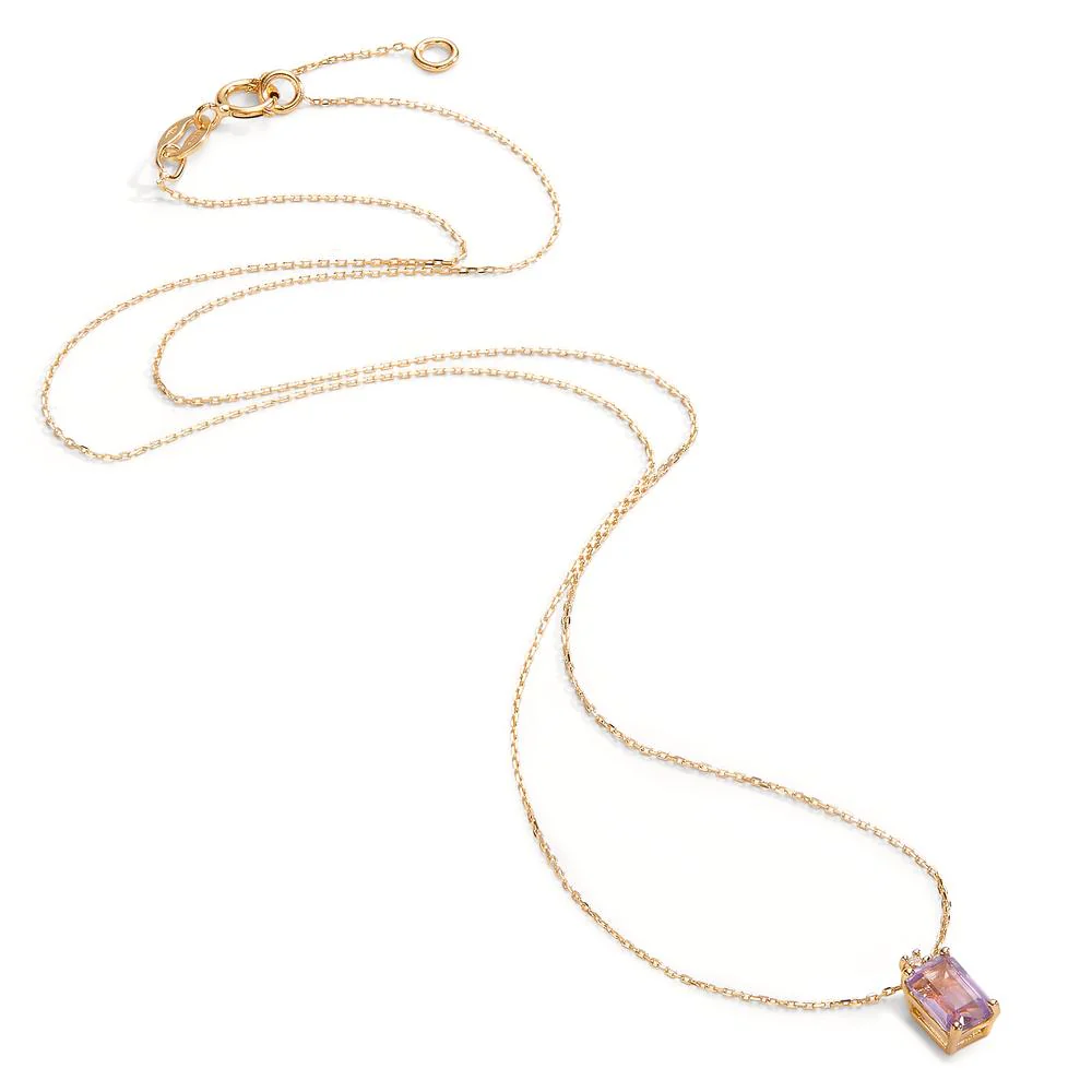 Collana Oro giallo 750/18 carati Ametista 0.60 ct, Diamante 0.015 ct, w-si 40-42 cm - Image 2