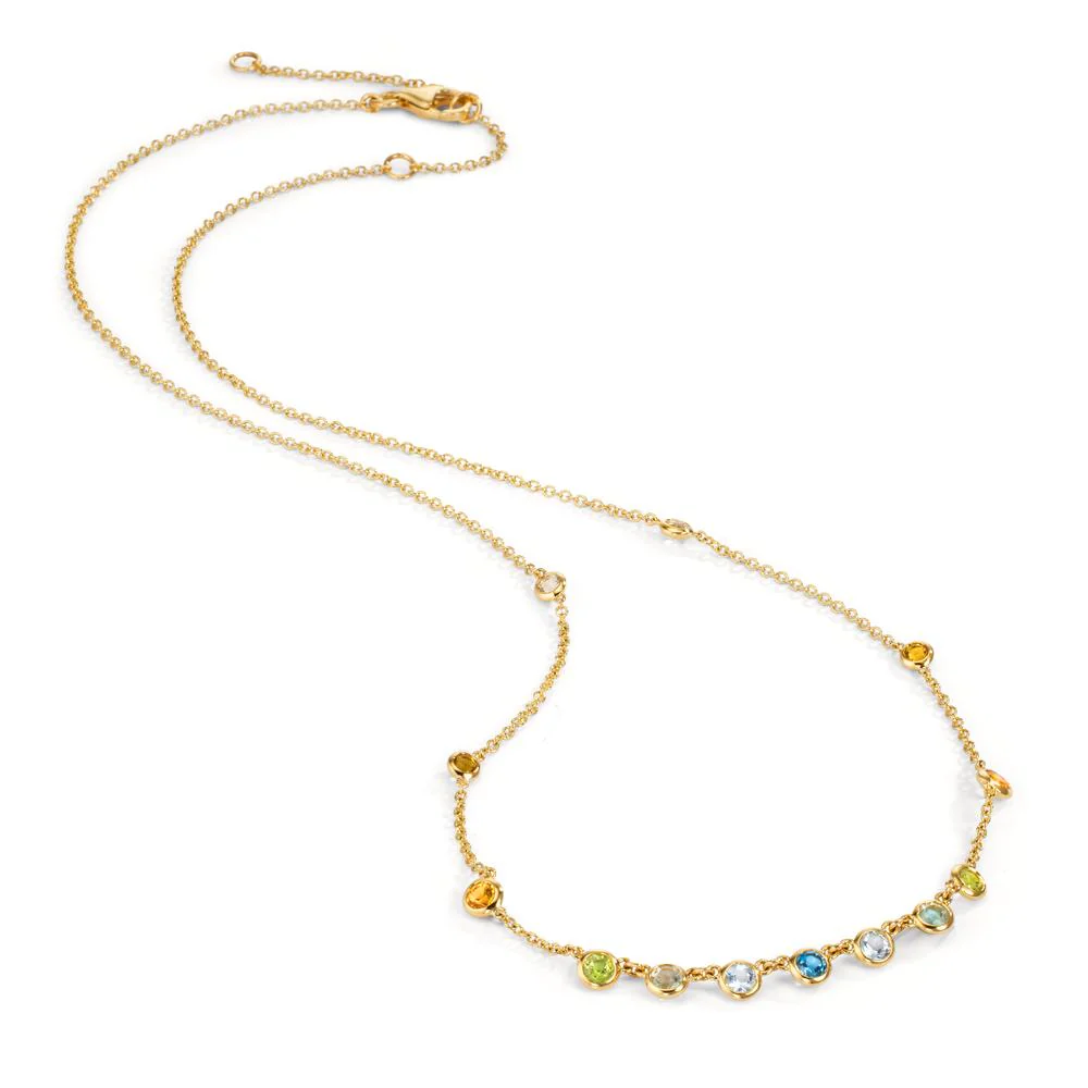 Collana Oro giallo 750/18 carati Citrino 0.20 ct, 2 pietra, Ametista verde, 0.30 ct, 4 pietra, Peridoto 0.13 ct, 2 pietra, Topazio 0.43 ct, 3 pietra, Quarzo 0.12 ct, 2 pietra 40-45 cm - Image 2