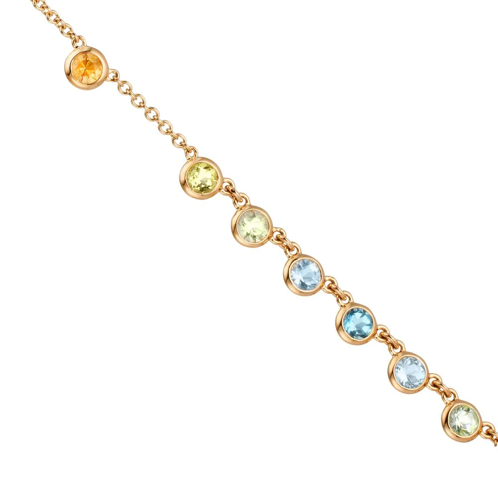 Collana Oro giallo 750/18 carati Citrino 0.20 ct, 2 pietra, Ametista verde, 0.30 ct, 4 pietra, Peridoto 0.13 ct, 2 pietra, Topazio 0.43 ct, 3 pietra, Quarzo 0.12 ct, 2 pietra 40-45 cm - Image 4