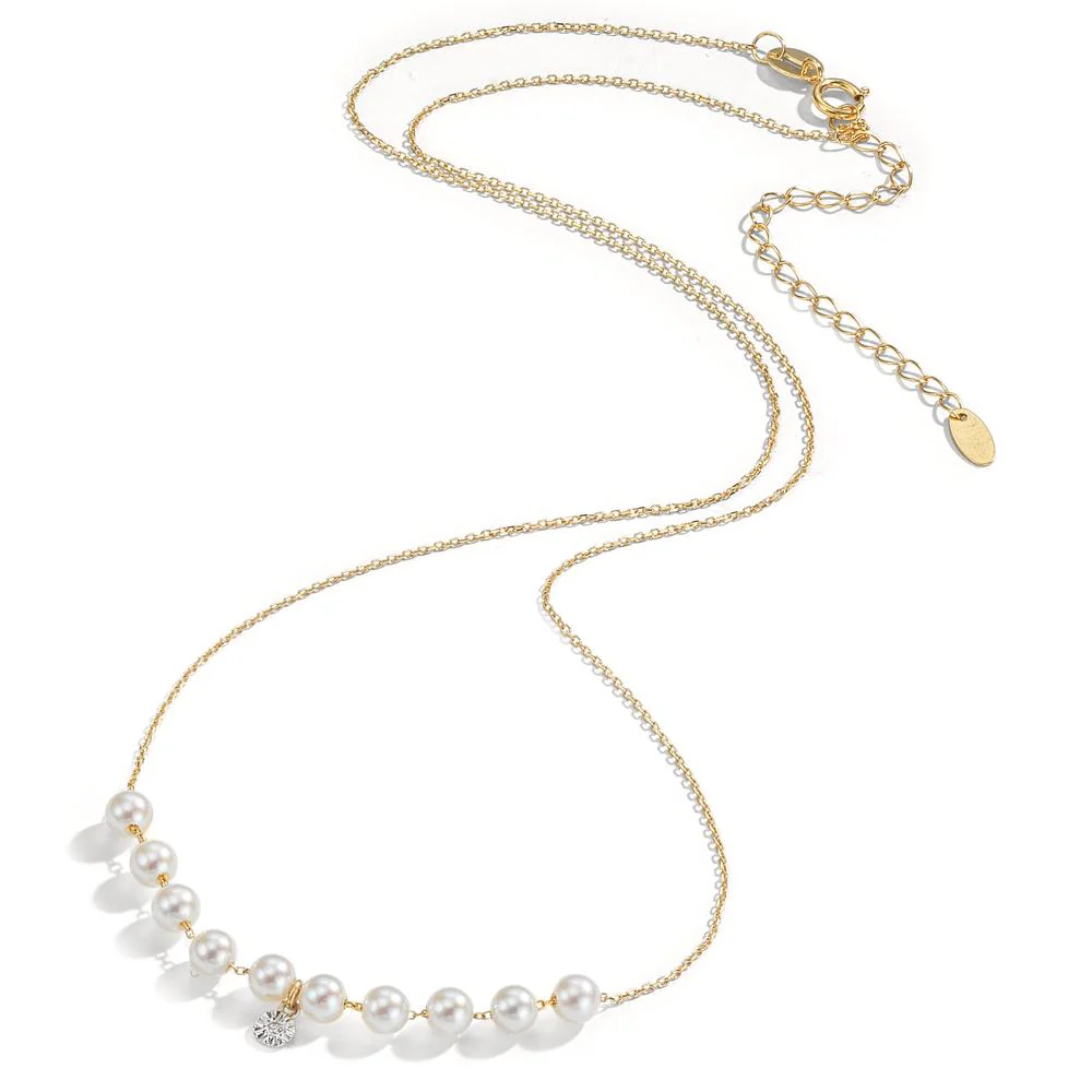 Collana Oro giallo 750/18 carati Diamante 0.005 ct, tc-si Perla coltivata d'acqua dolce, 10 Perla 3.5-4 mm 40-45 cm - Image 2