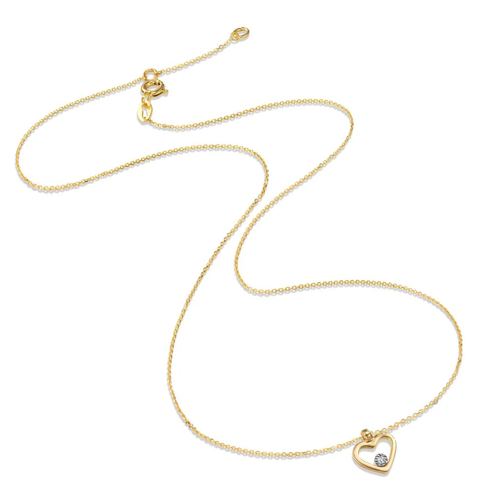 Collana Oro giallo 750/18 carati Diamante 0.008 ct, w-si Cuore 40-42 cm Ø9 mm - Image 2