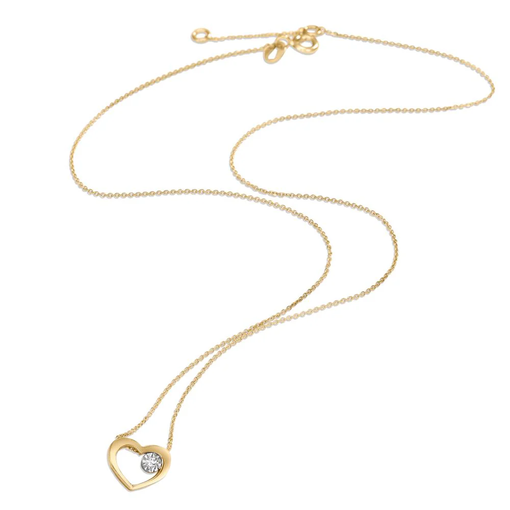 Collana Oro giallo 750/18 carati Diamante 0.015 ct, w-si Cuore 40-42 cm Ø9 mm - Image 2