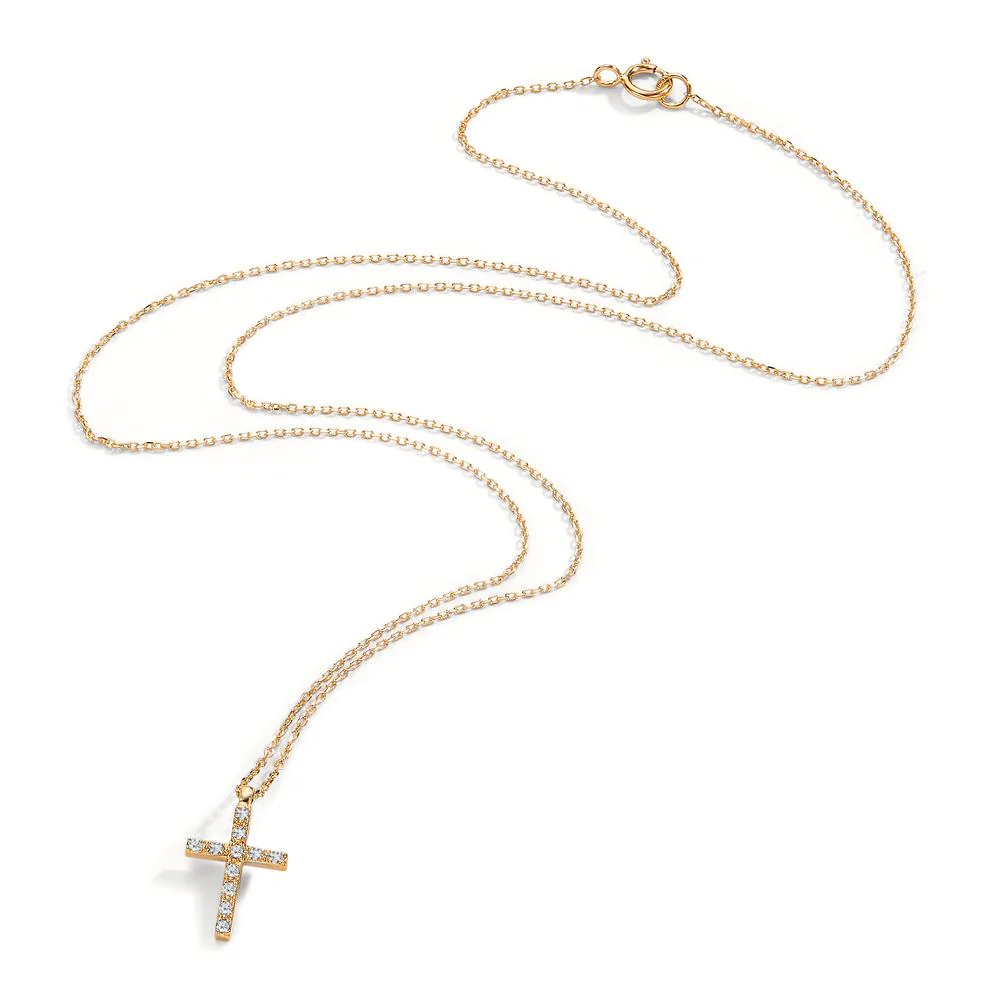 Collana Oro giallo 750/18 carati Diamante 0.06 ct, 11 pietra, w-si Croce 42 cm - Image 2