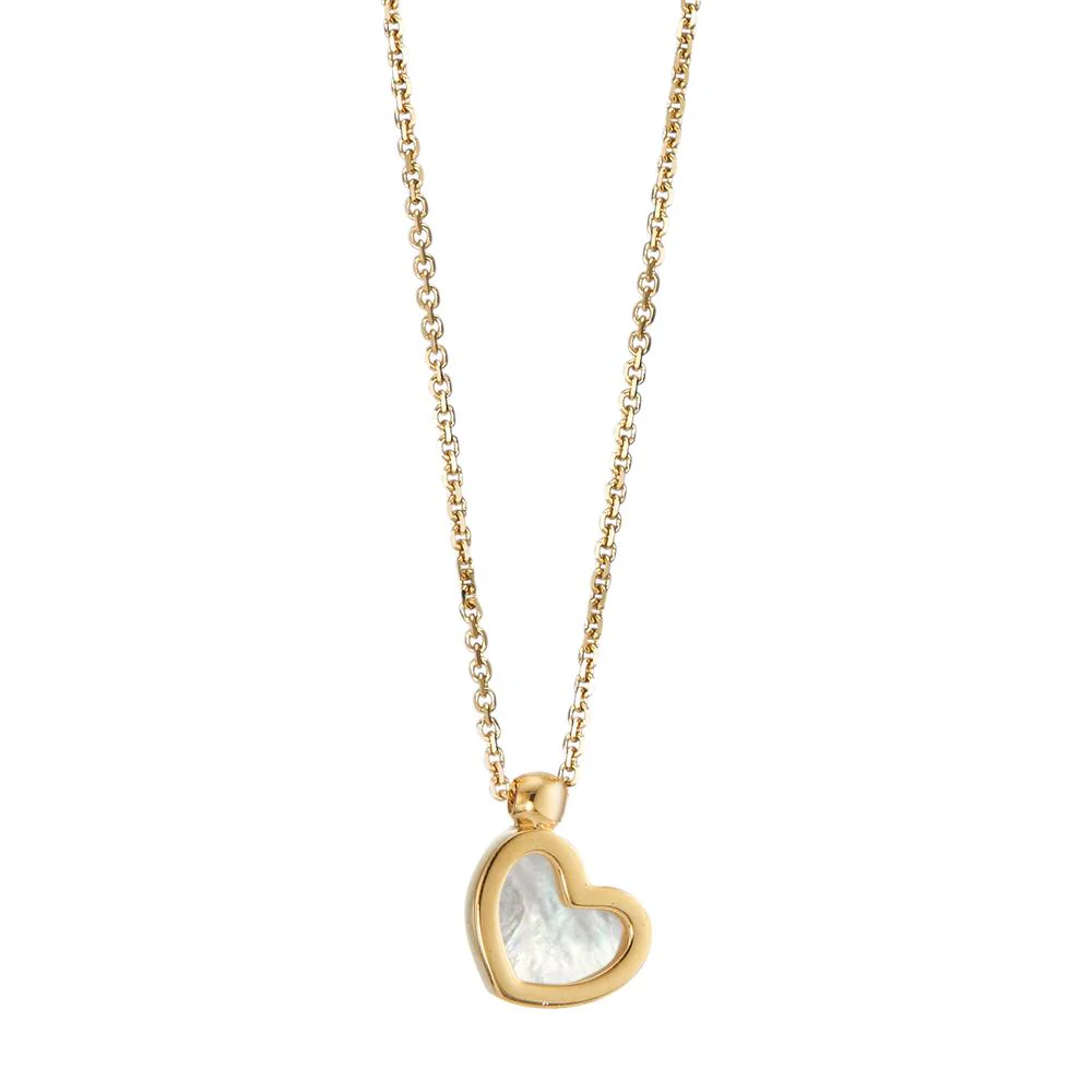 Collana Oro giallo 750/18 carati Madreperla bianco Cuore 42 cm