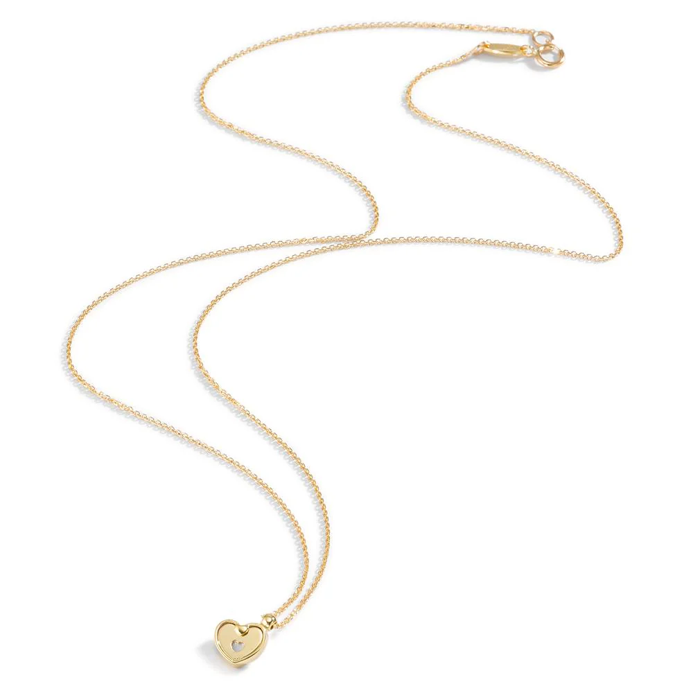 Collana Oro giallo 750/18 carati Madreperla bianco Cuore 42 cm - Image 3