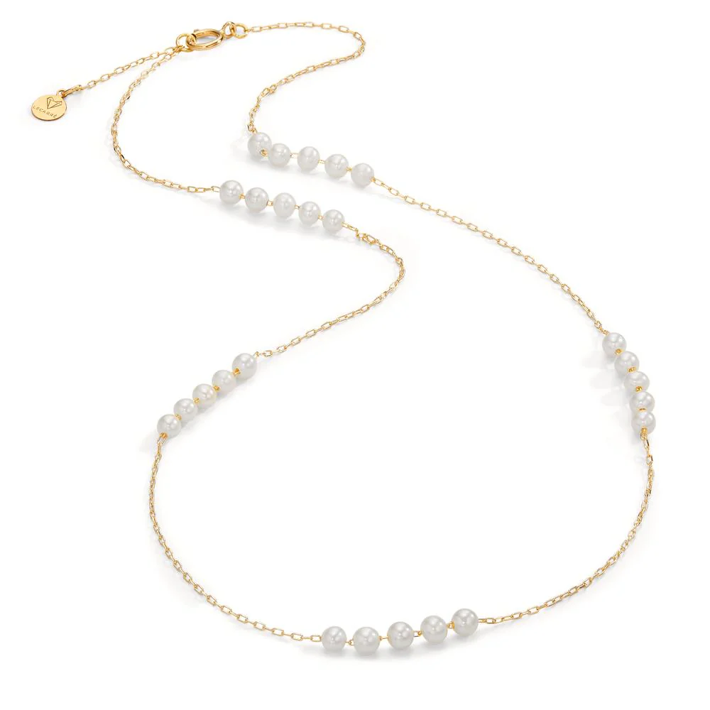 Collana Oro giallo 750/18 carati Perla coltivata d'acqua dolce bianco, 25 Perla, 3.5 mm 40-42 cm - Image 2